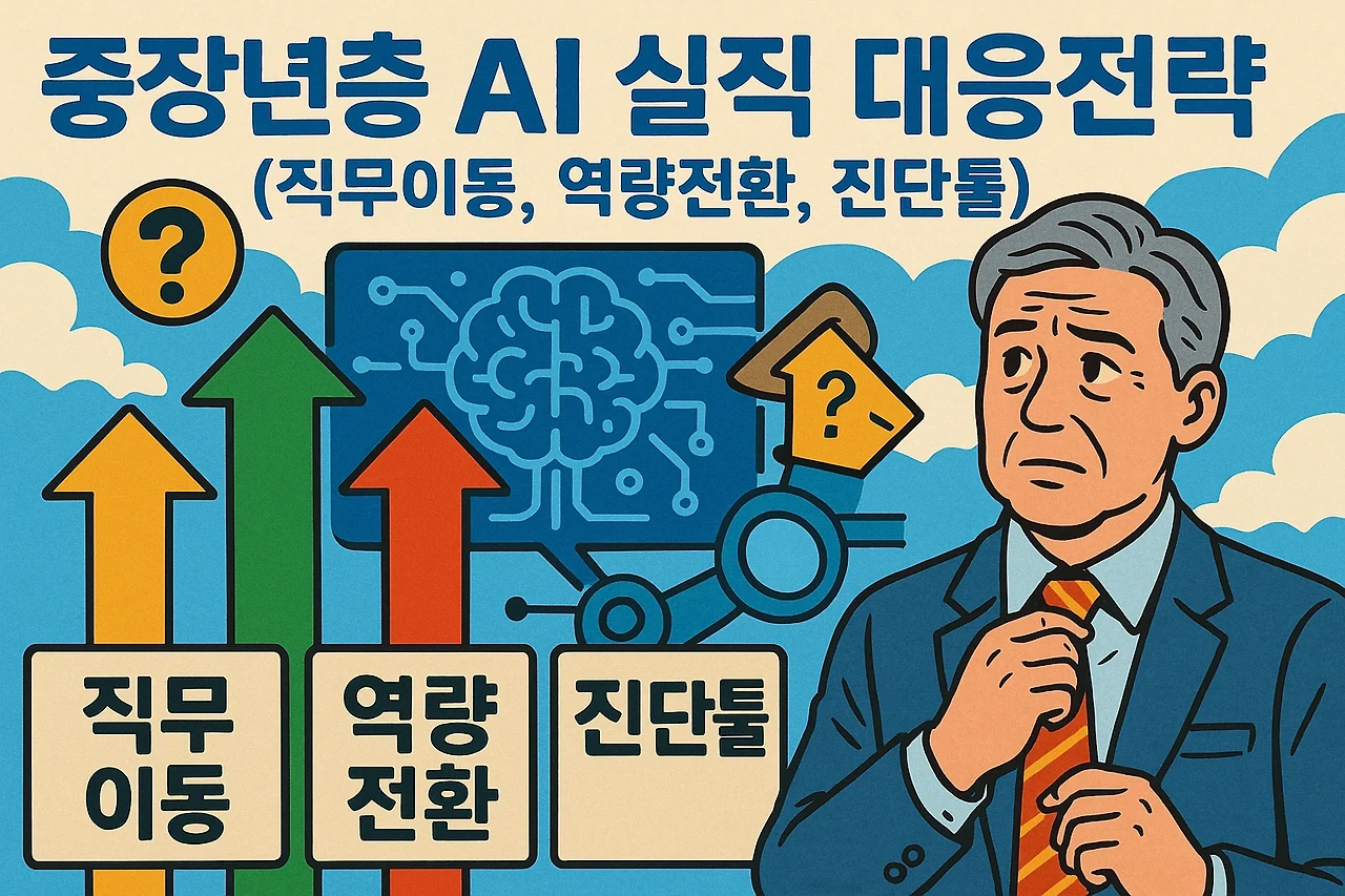중장년층 AI 실직 대응전략 (직무이동, 역량전환, 진단툴) 관련 이미지