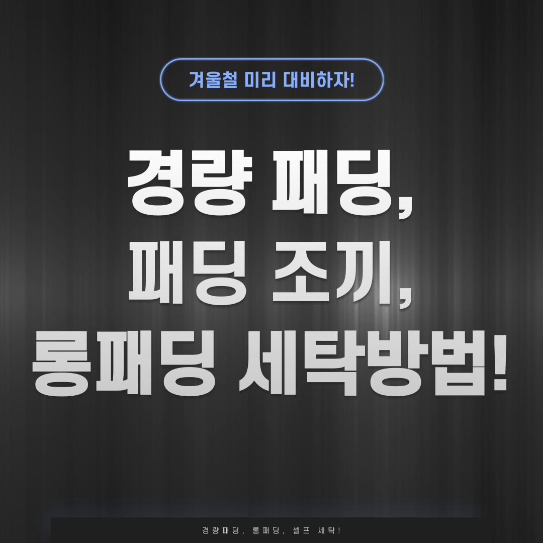 경량 패딩, 조끼, 롱패딩 세탁법