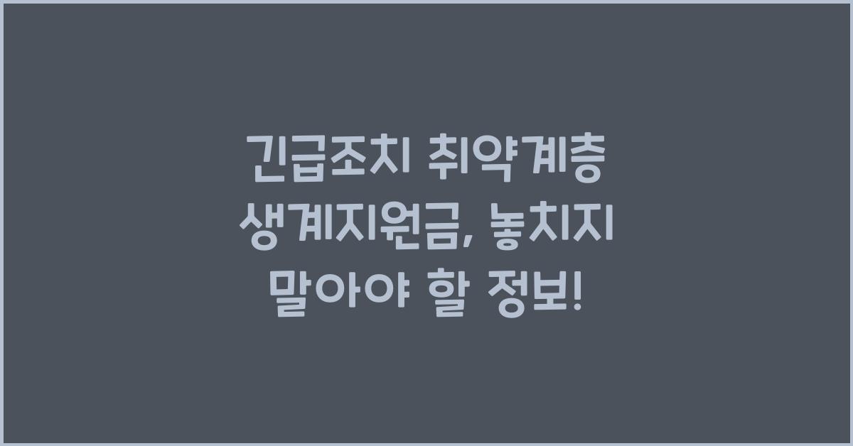 긴급조치 취약계층 생계지원금