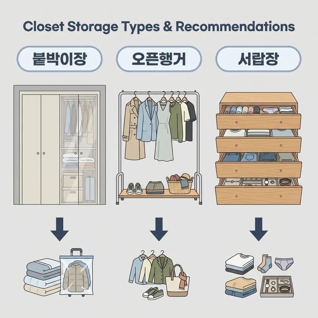 옷장 유형별 구조 파악과 수납 전략 개념 정리