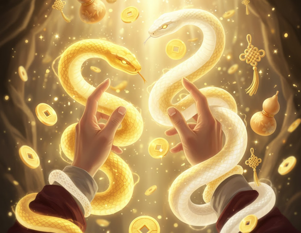 뱀 두 마리 꿈 해몽 - 두 배로 찾아오는 행운