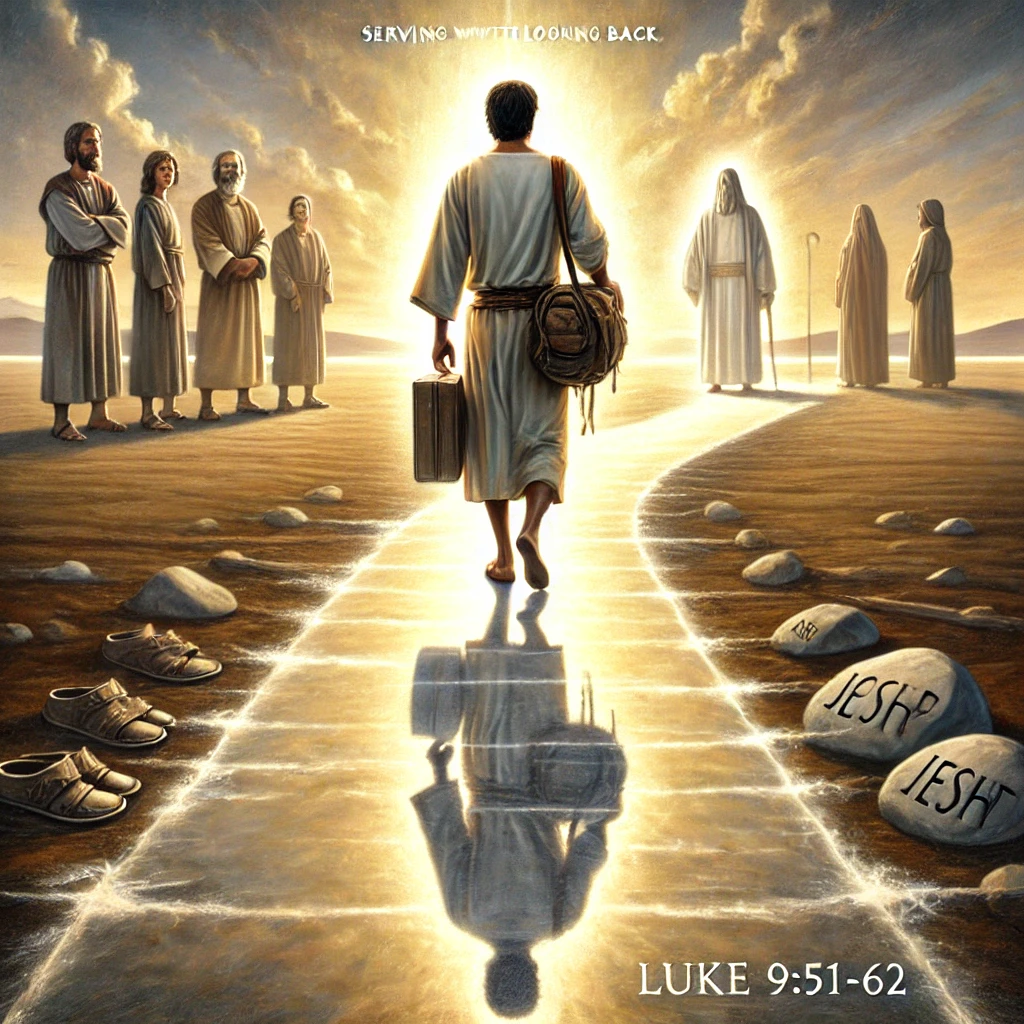 예수님을 따를때 섬기며 뒤돌아보지 않는다.