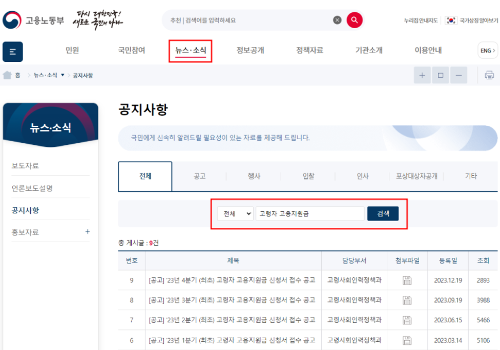 60세 이상 고용지원금 신청 방법