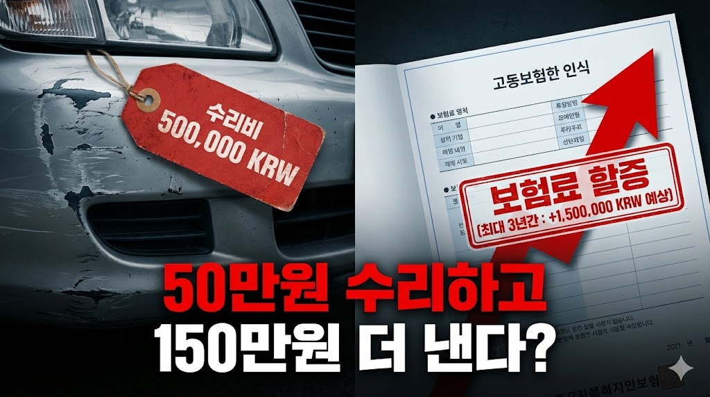 자동차 수리비와 보험료 할증의 관계를 보여주는 비교 이미지