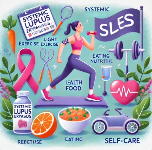 루푸스병 예방에 좋은 음식과 운동을 보여주는 사진