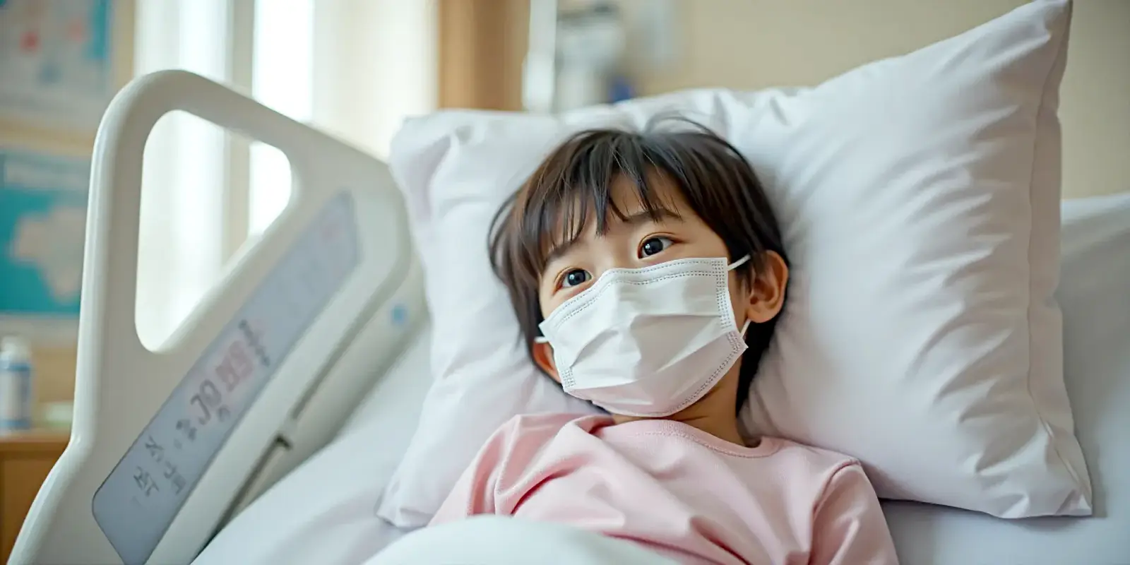 병원에 입원한 어린이