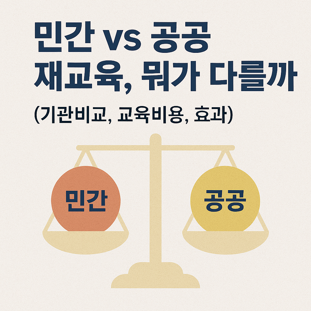 민간 vs 공공 재교육, 뭐가 다를까 (기관비교, 교육비용, 효과)