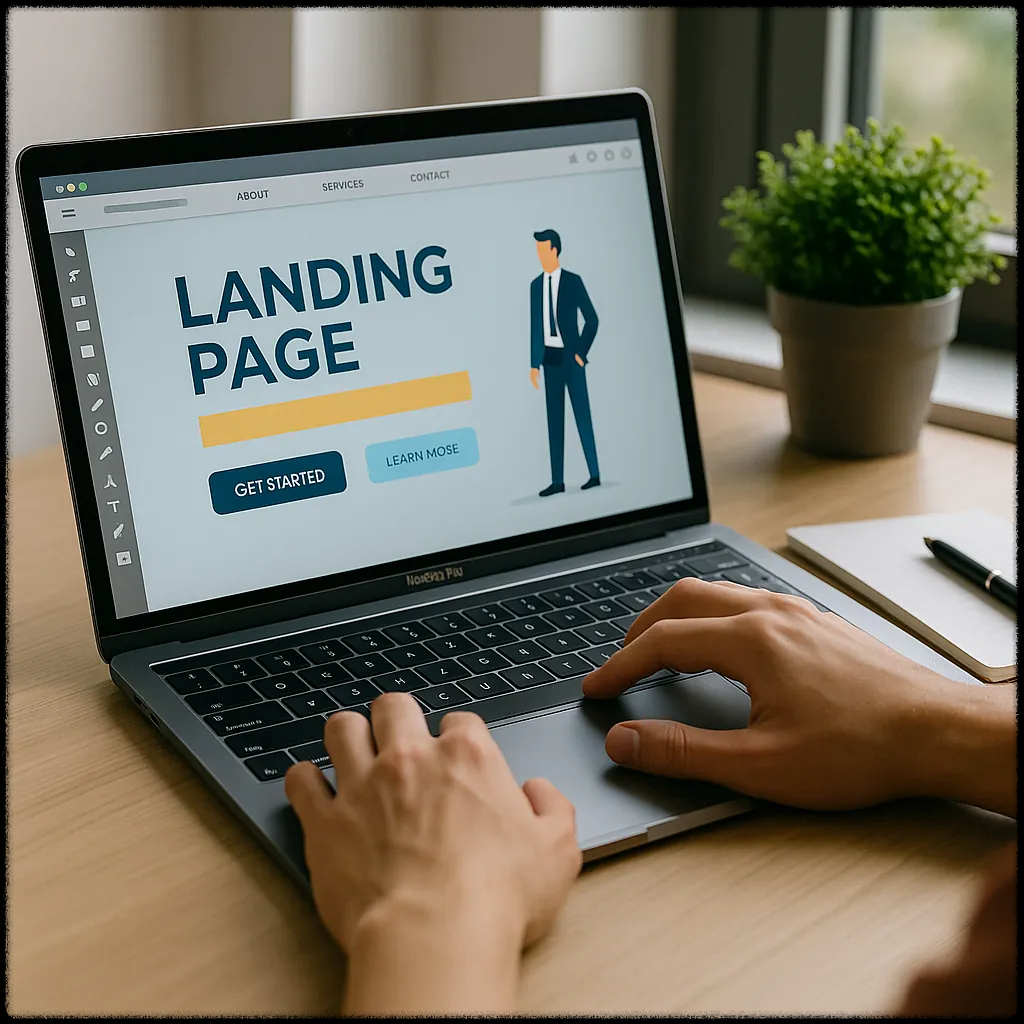 랜딩페이지 수정 작업 중인 모습