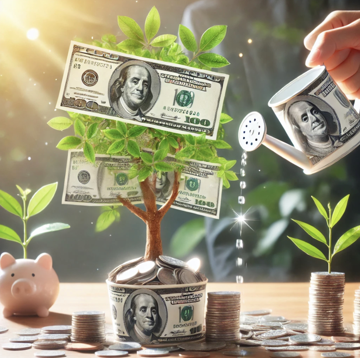 돈나무에 물을 주는 사진