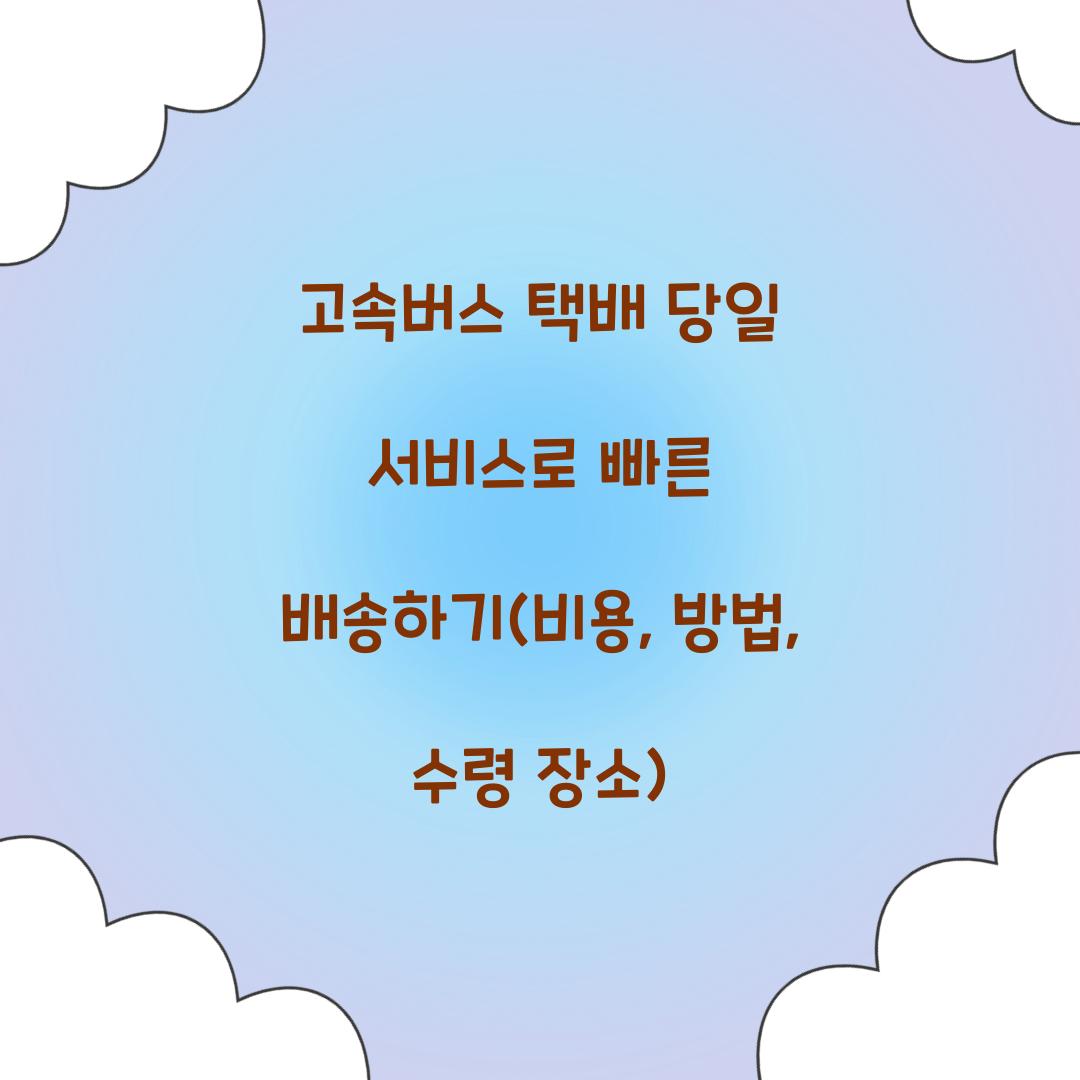 고속버스 택배 당일 서비스