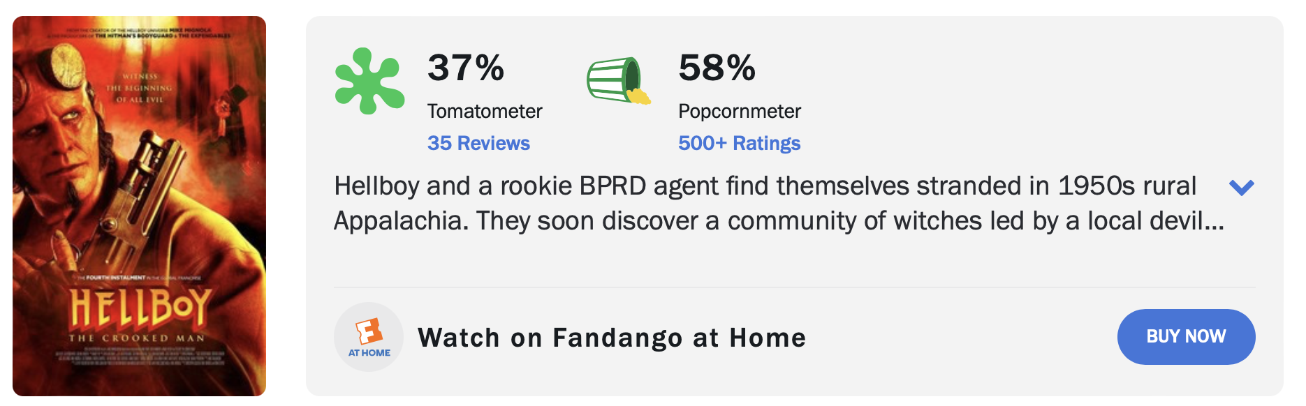 헬보이: 크룩드 맨 로튼 토마토 평점