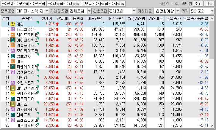시간외 단일가 특징주