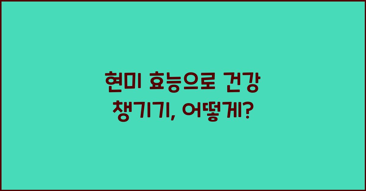 현미 효능