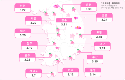 진달래 개화시기 지도