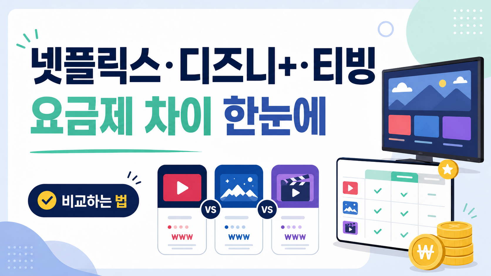 넷플릭스&middot;디즈니플러스&middot;티빙 요금제 차이 한눈에 비교하는 법