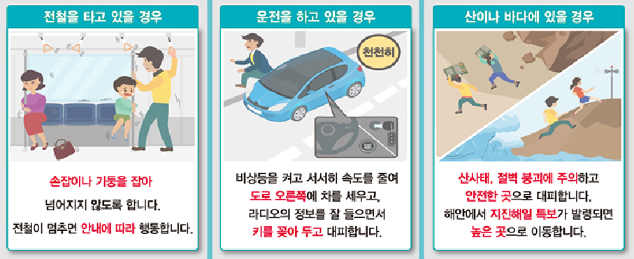 지진 발생 시 장소별 행동요령