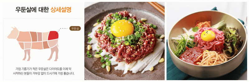 우둔살 부위, 육회, 육회 비빔밥 사진