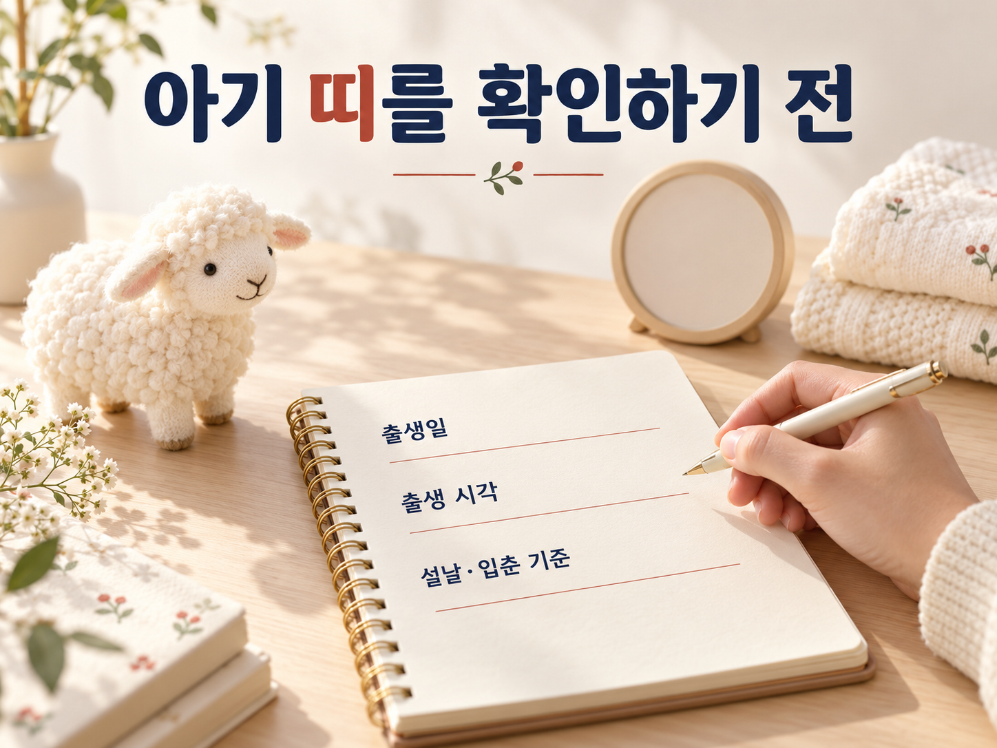 아기 띠를 확인하기 위한 출생일과 출생 시각