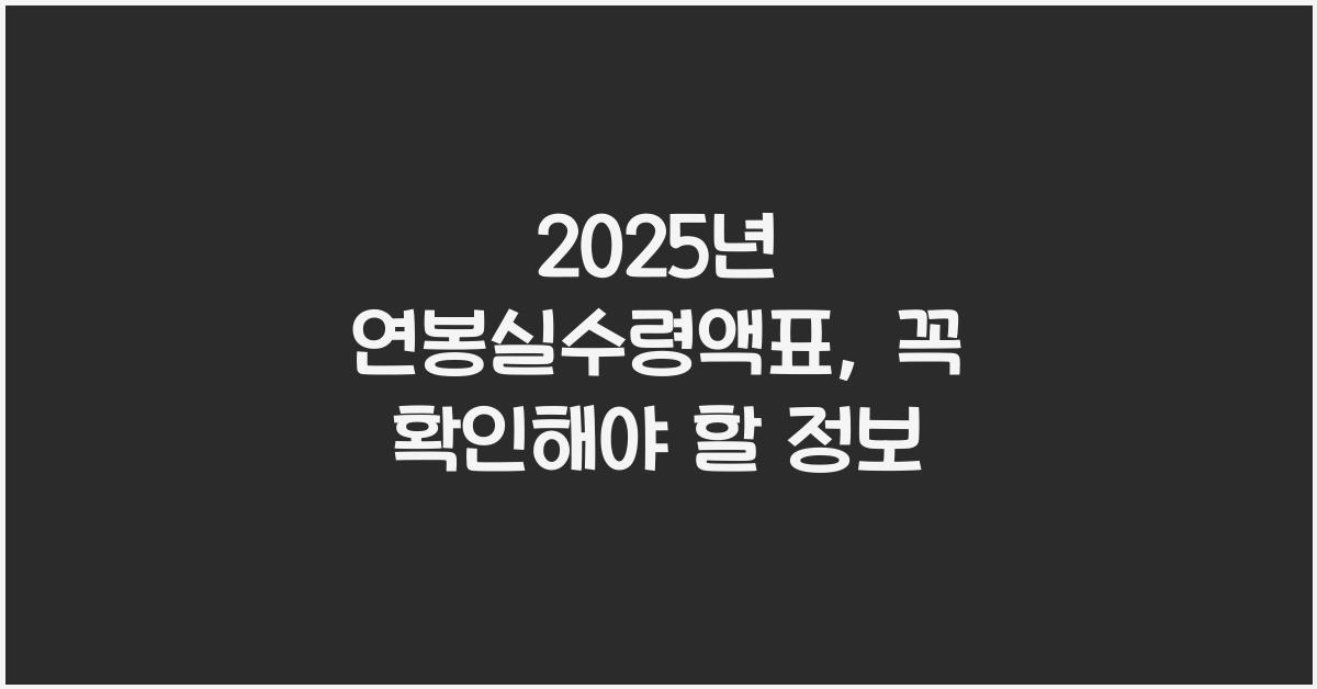 2025년 연봉실수령액표