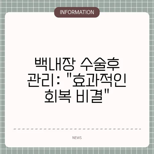 백내장 수술후 관리: 