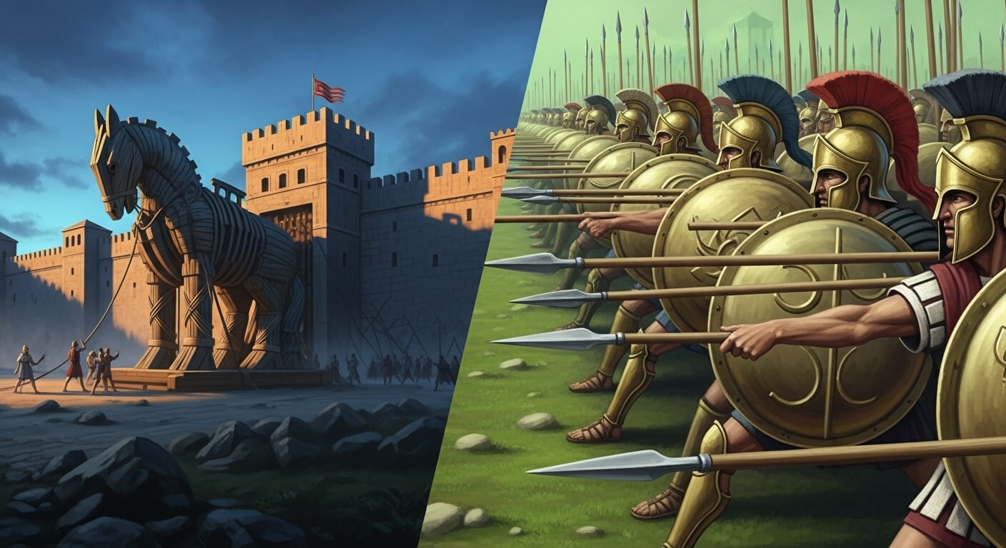 트로이 성벽의 함락과 팔랑크스 진형의 전술 구조 (트로이, 진형, 전략) 관련 사진