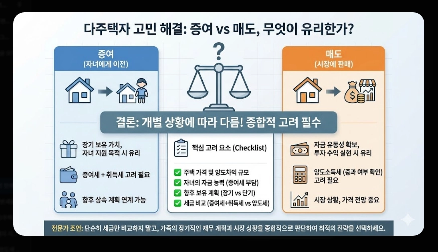 다주택 양도세 중과 폐지 [매도 시점 전략] 2026년 바뀐 세율 및 증여 vs 매도 비교