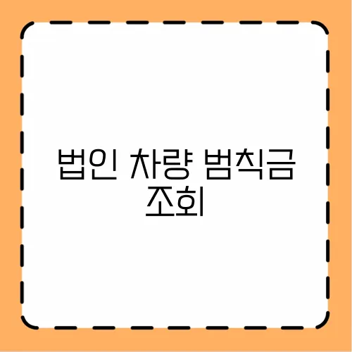 법인 차량 범칙금 조회