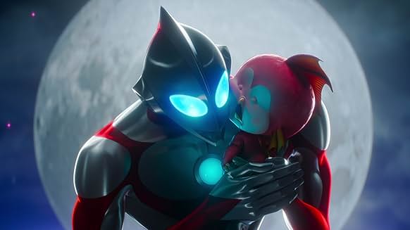 Ultraman Rising 울트라맨이 달빛 아래 아기 괴수를 안고 있는 감동 장면