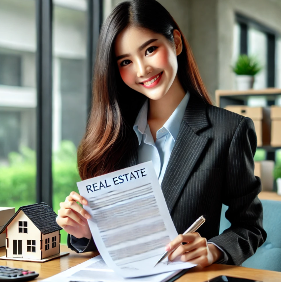 부동산계약서를들고있는공인중개사