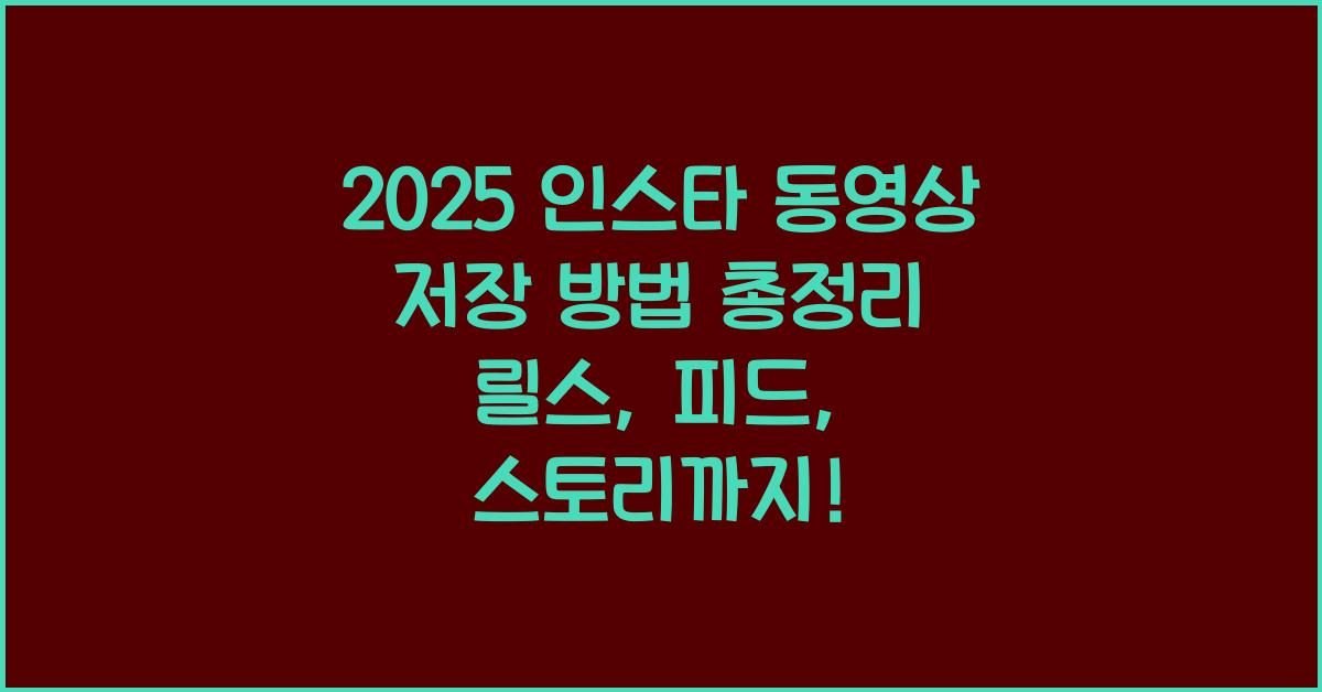 "2025년 인스타그램 릴스, 피드, 스토리 동영상 저장 방법을 정리한 대표 이미지"