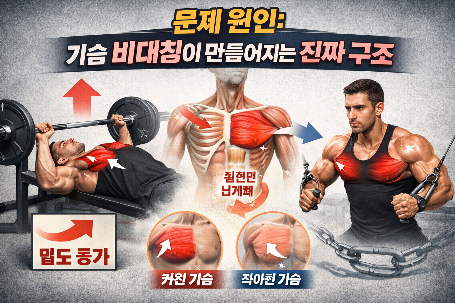 문제 원인:
가슴 비대칭이 만들어지는 진짜 구조