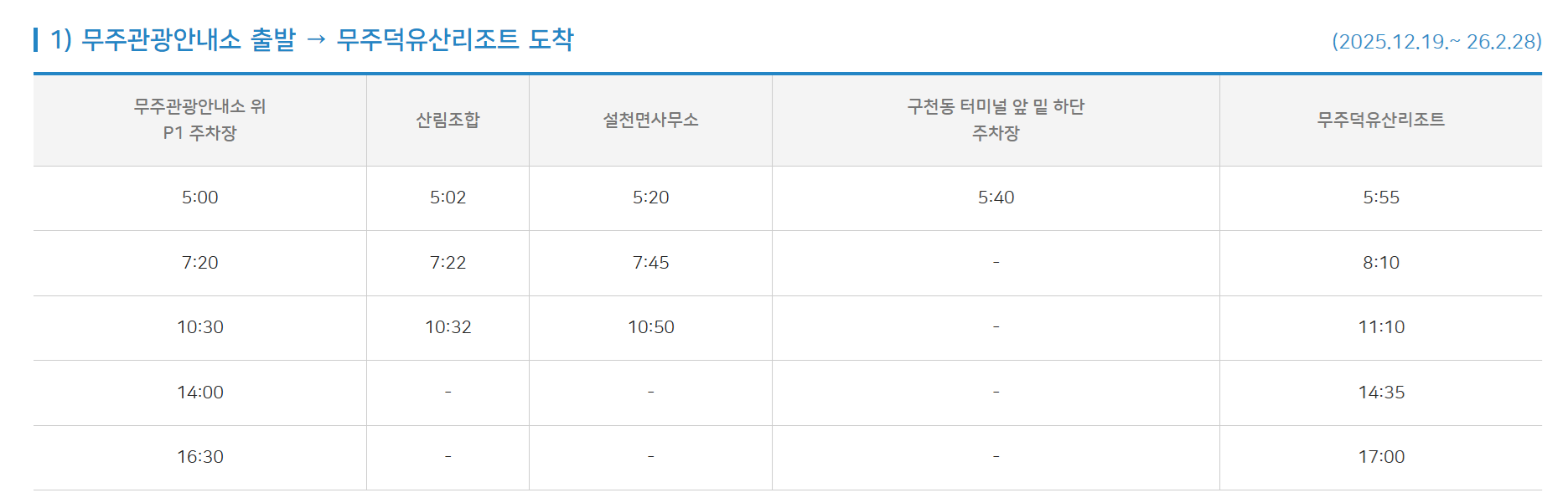 셔틀버스 버스터미널 리조트