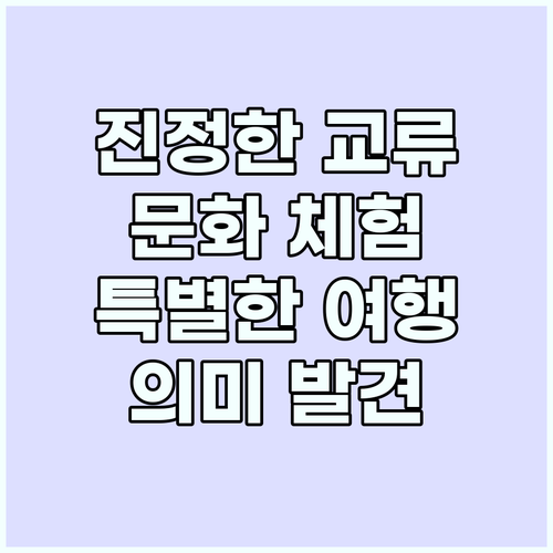 진정한 교류: 문화 체험으로 만나는 ..