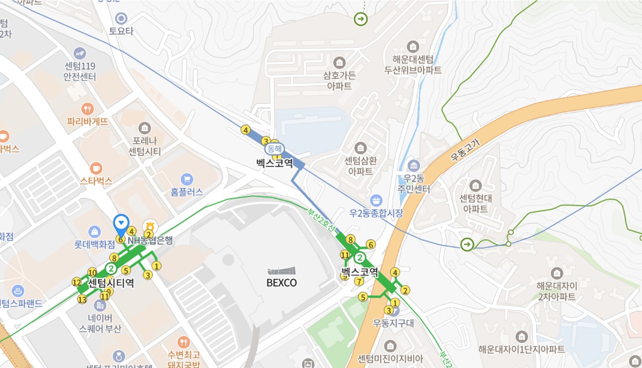 부산 벡스코 위치 지도 사진