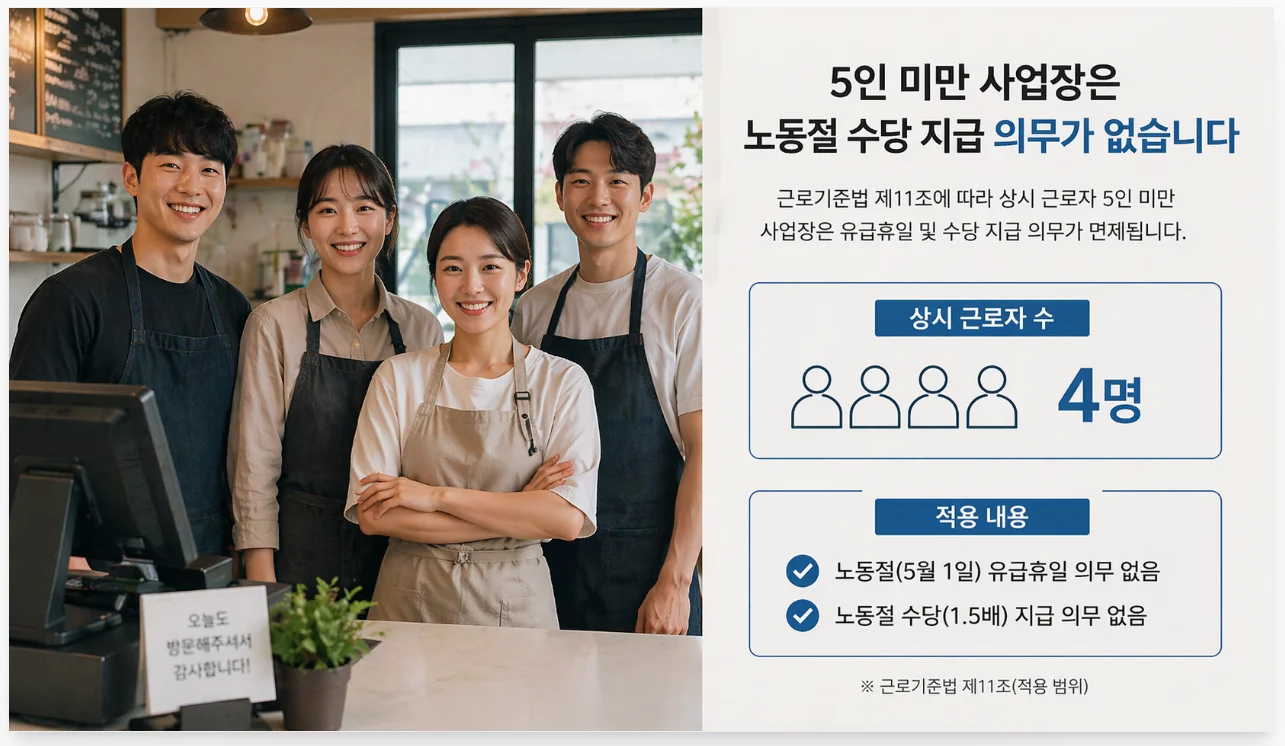 5인 미만 사업장의 노동절 수당 법적 의무 면제