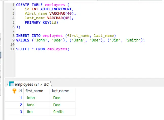 employees 샘플 데이터 생성