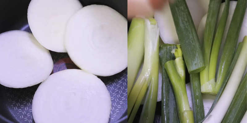 수육바닥에 야채