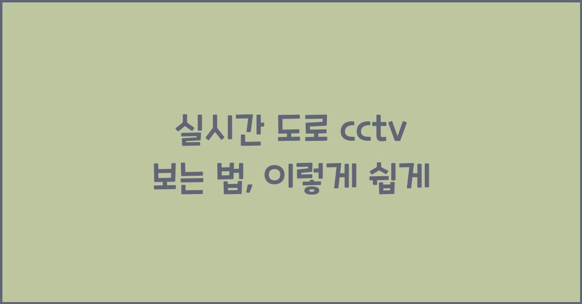 실시간 도로 cctv 보는 법