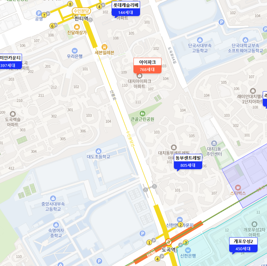 토지거래허가구역 지정 해제 지역 대치아이파크, 동부센트리빌