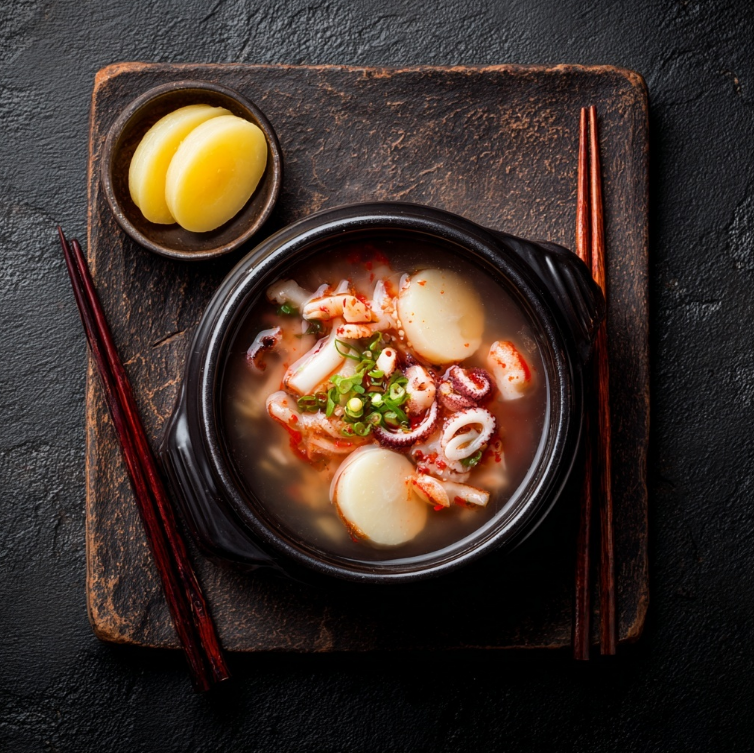 단무지와 오징어무국 한상차림