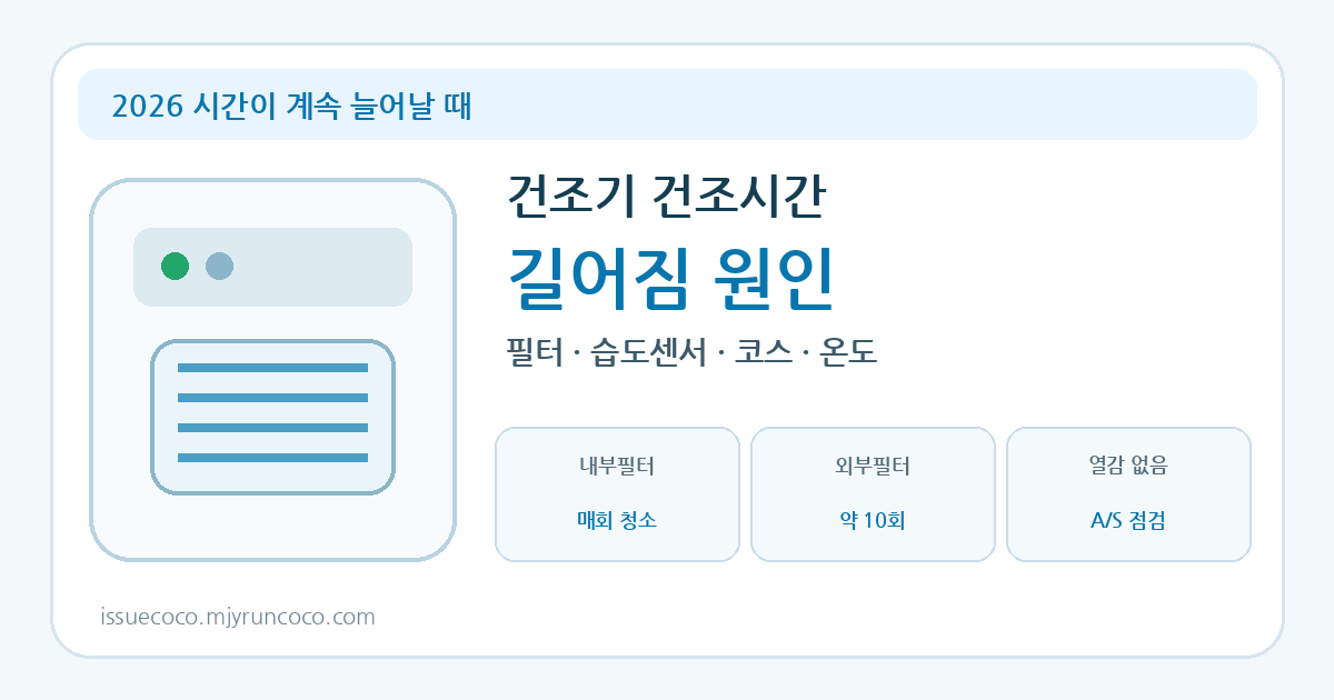 2026 건조기 건조시간 길어짐 필터 습도센서 점검