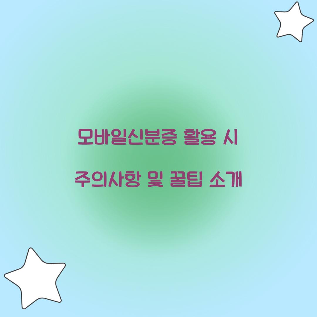 모바일신분증 활용 시 주의사항