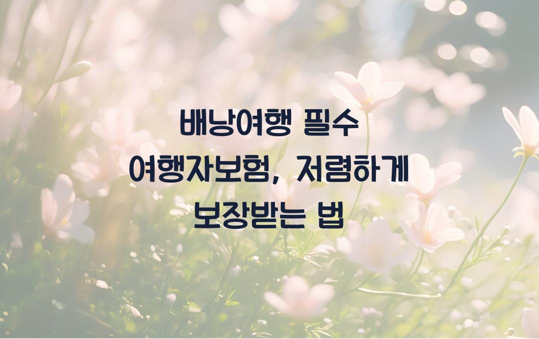 배낭여행 필수 여행자보험 – 저렴하면서도 보장 좋은 상품 추천