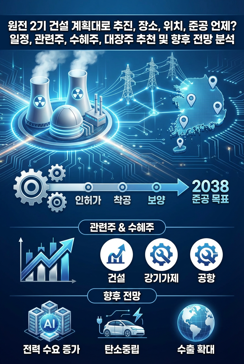 원전 2기 건설 계획대로 추진, 장소, 위치, 준공 언제? 일정, 관련주, 수혜주, 대장주 추천 및 향후 전망 분석