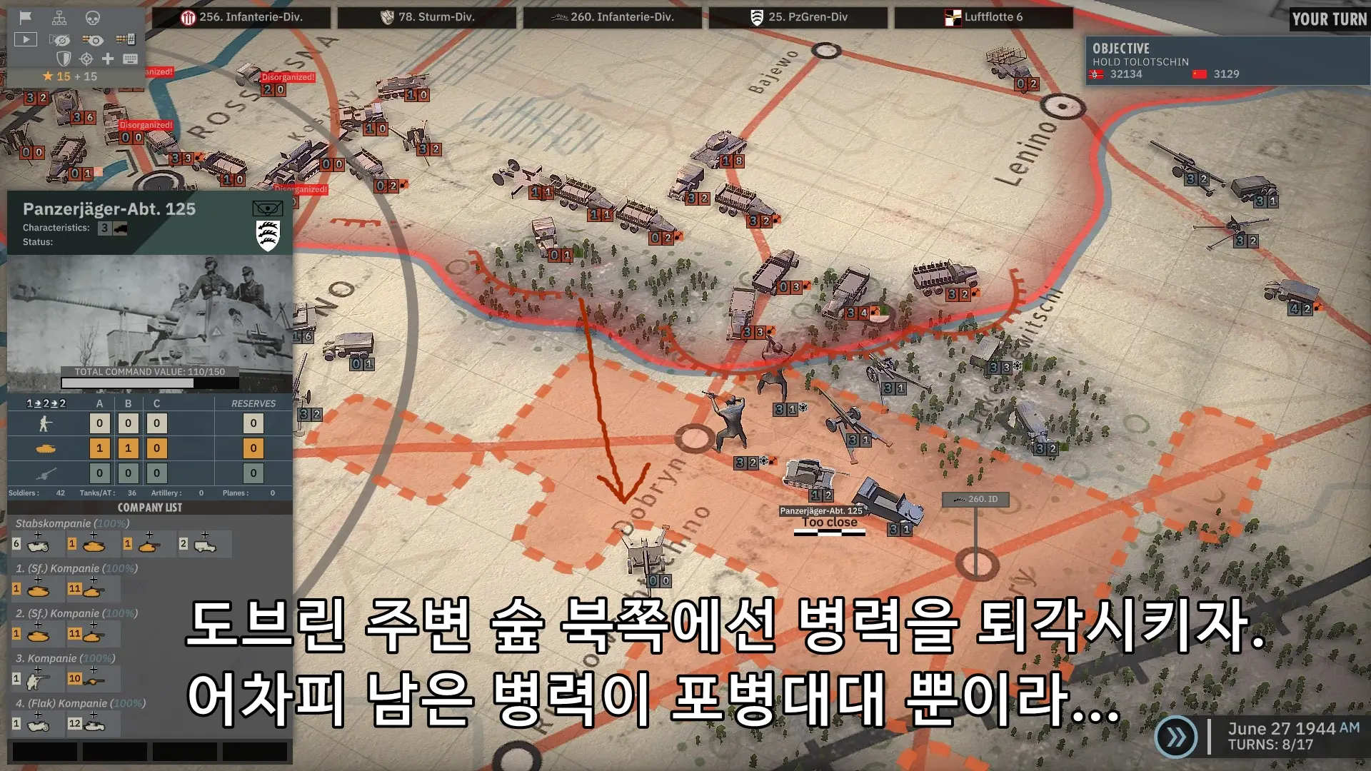 후퇴한 포병대.