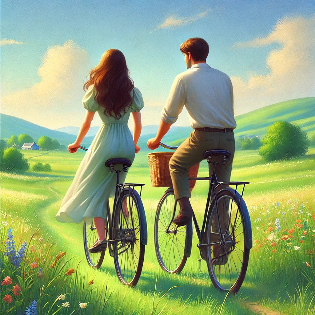 초원-자전거-타기-커플