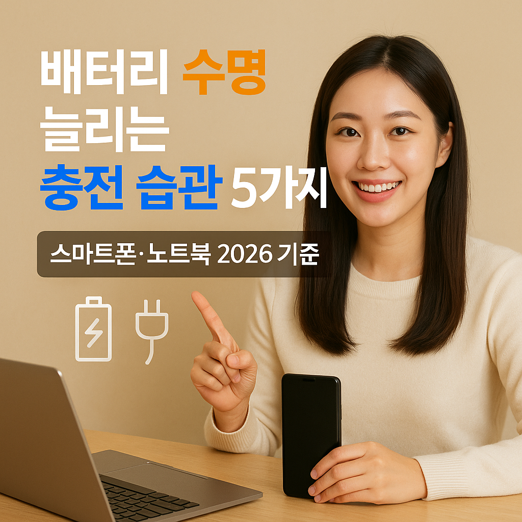 배터리 수명 늘리는 충전 습관 5가지 ｜ 스마트폰&middot;노트북 2026 기준