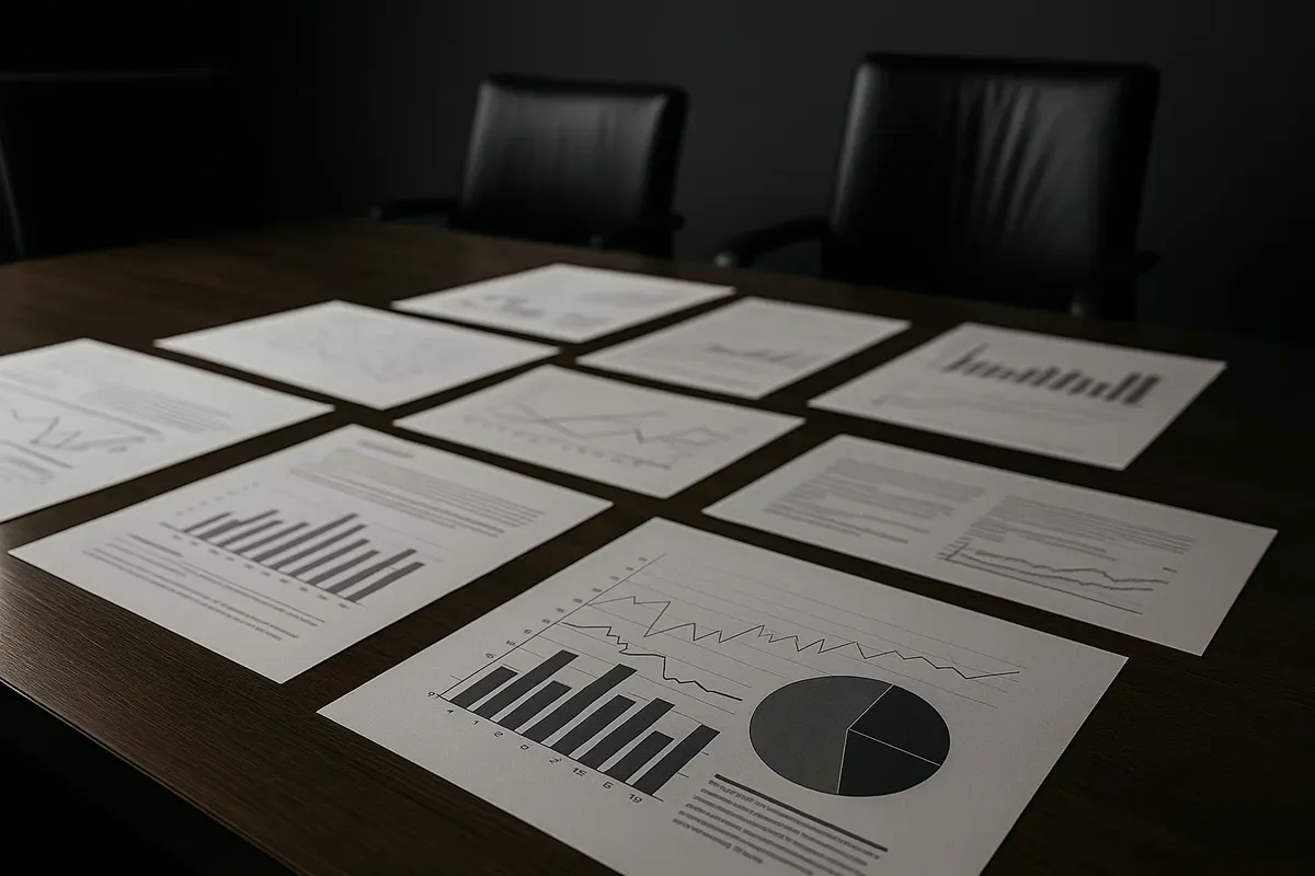 비즈니스 보고서 문서와 그래프