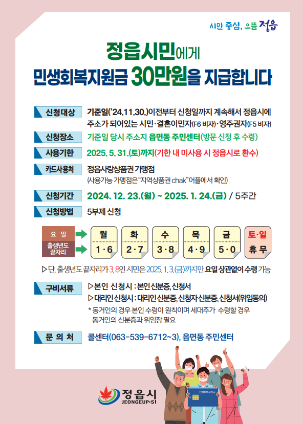 2025 정읍 민생회복지원금 신청