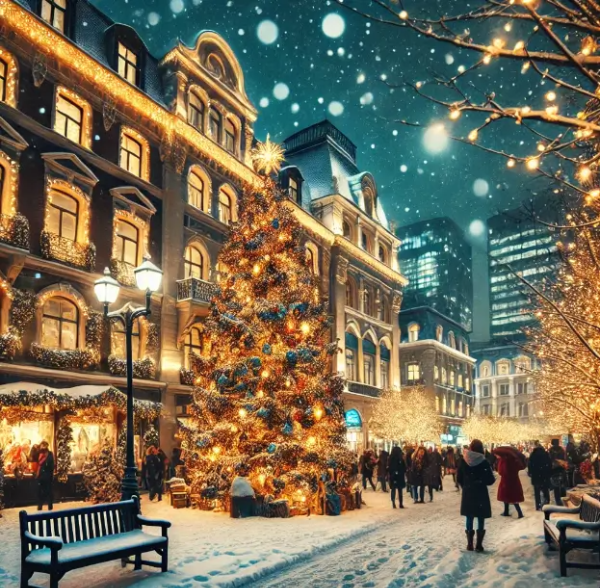 연말-도시-트리-사람들